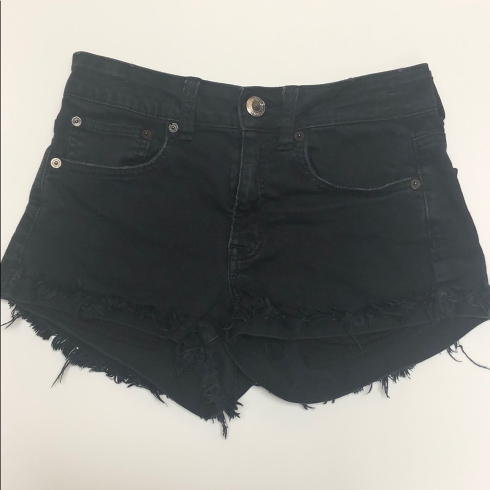 American Eagle Black Hi-Rise Festival Shorts